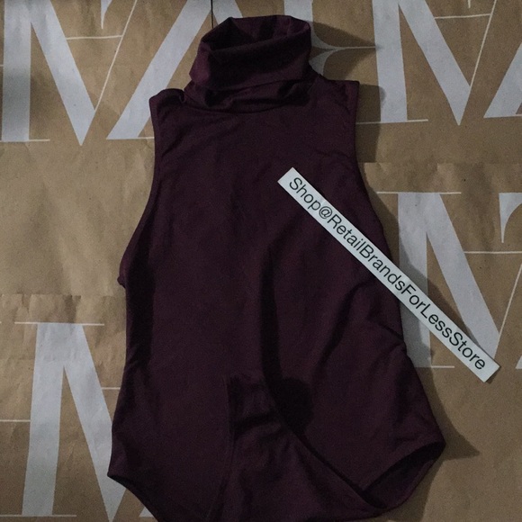 ZARA BURGUNDY WINE SPANDEX STRECH SLEEVELESS BODYSUIT - Picture 5 of 7